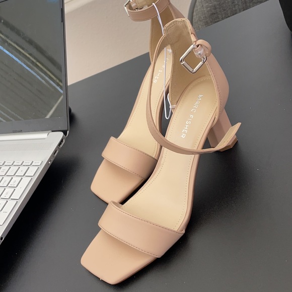 ❤️Cute, On Trend Square Toe Ankle Strap Geometric Block Heeled Dress Sandals - Picture 10 of 11